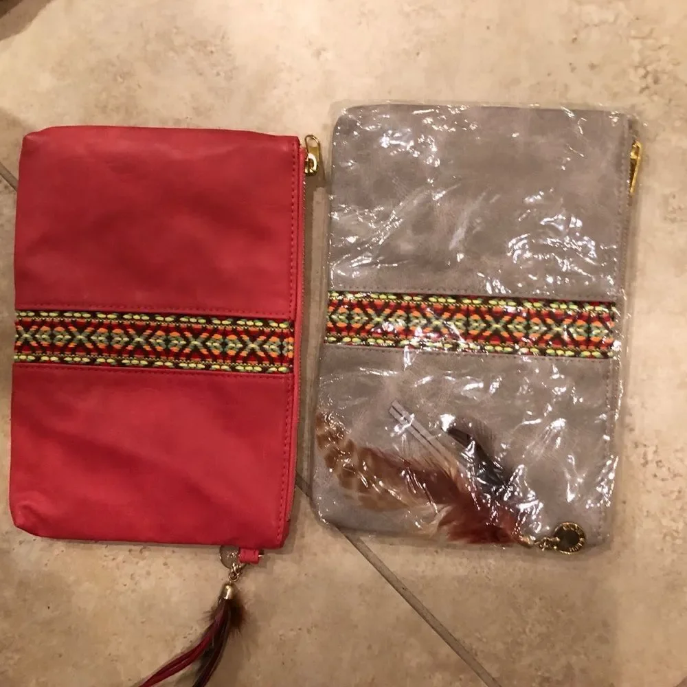 Kim and Zozi Pink Clutch Small Pen Stains on Back
